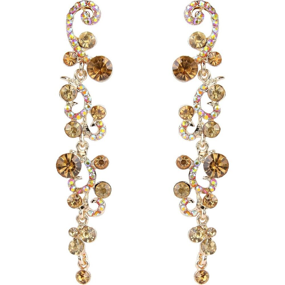 Bridal Flower Wave Austrian Crystal Dangle Earrings